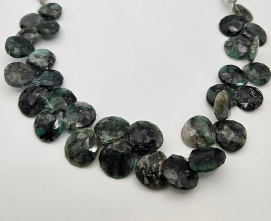 12mm Faceted Emerald Top Drill Bead Strand.