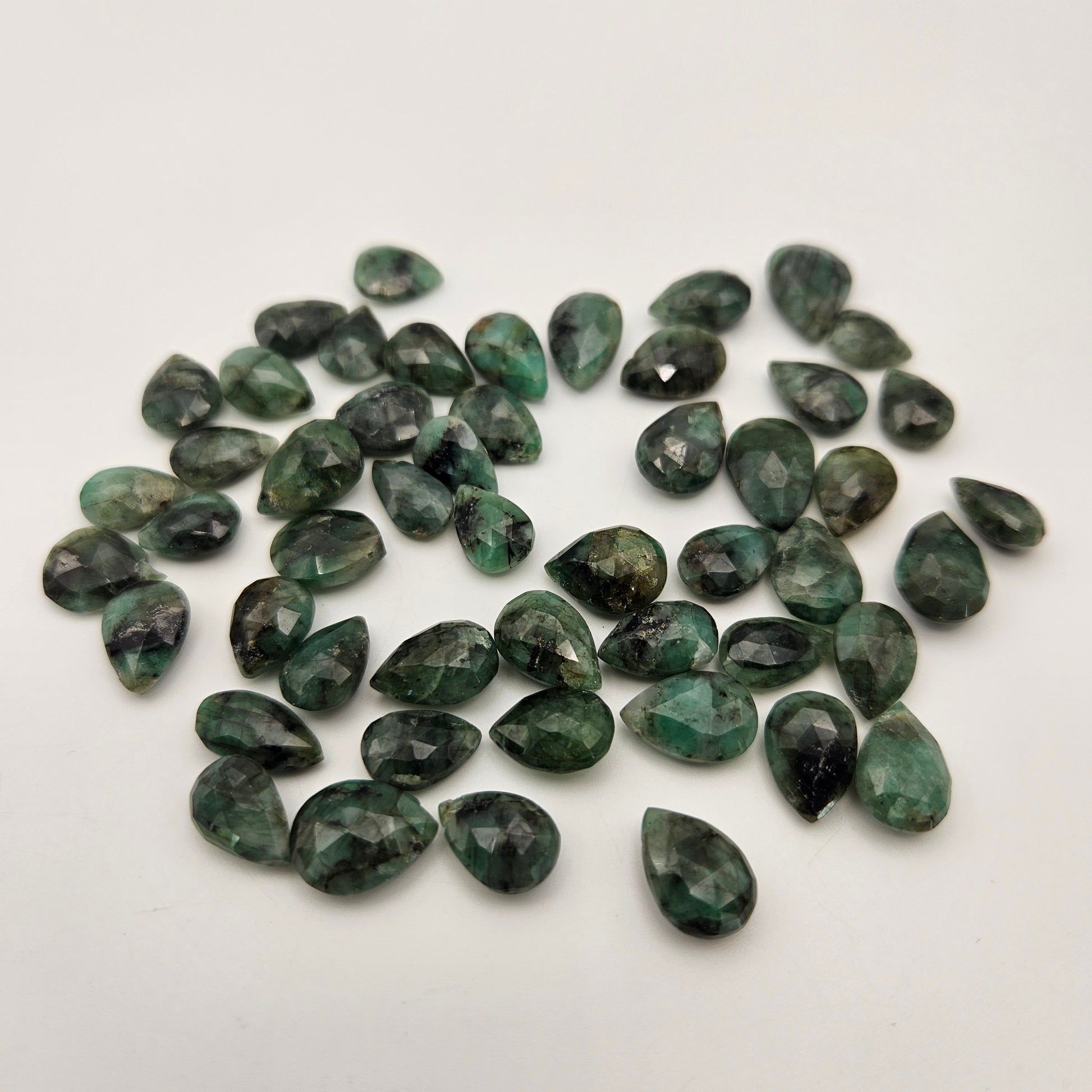 12mm Faceted Emerald Top Drill Single Bead.