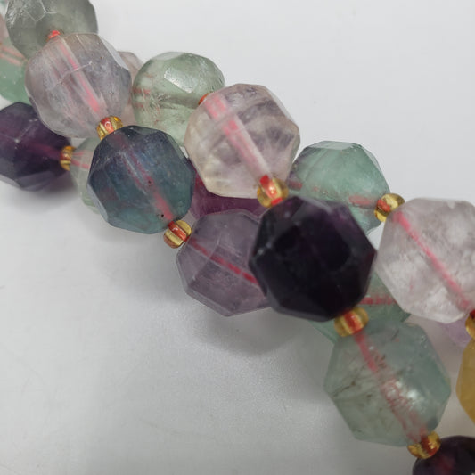 12mm Fluorite Cylinder Faceted.
