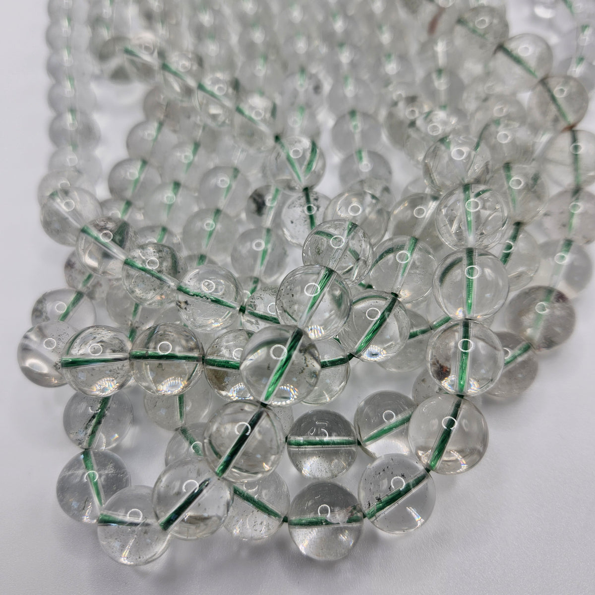 12mm Green Quartz Bead Strand.