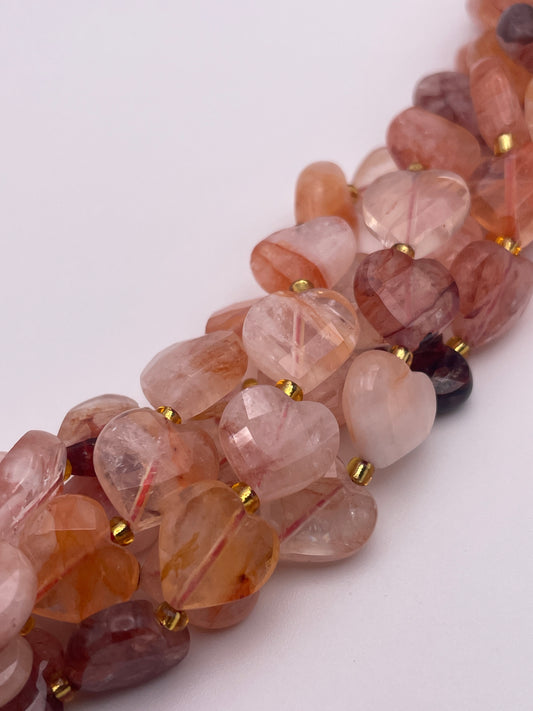 12mm Hematoid Quartz Heart Strand.