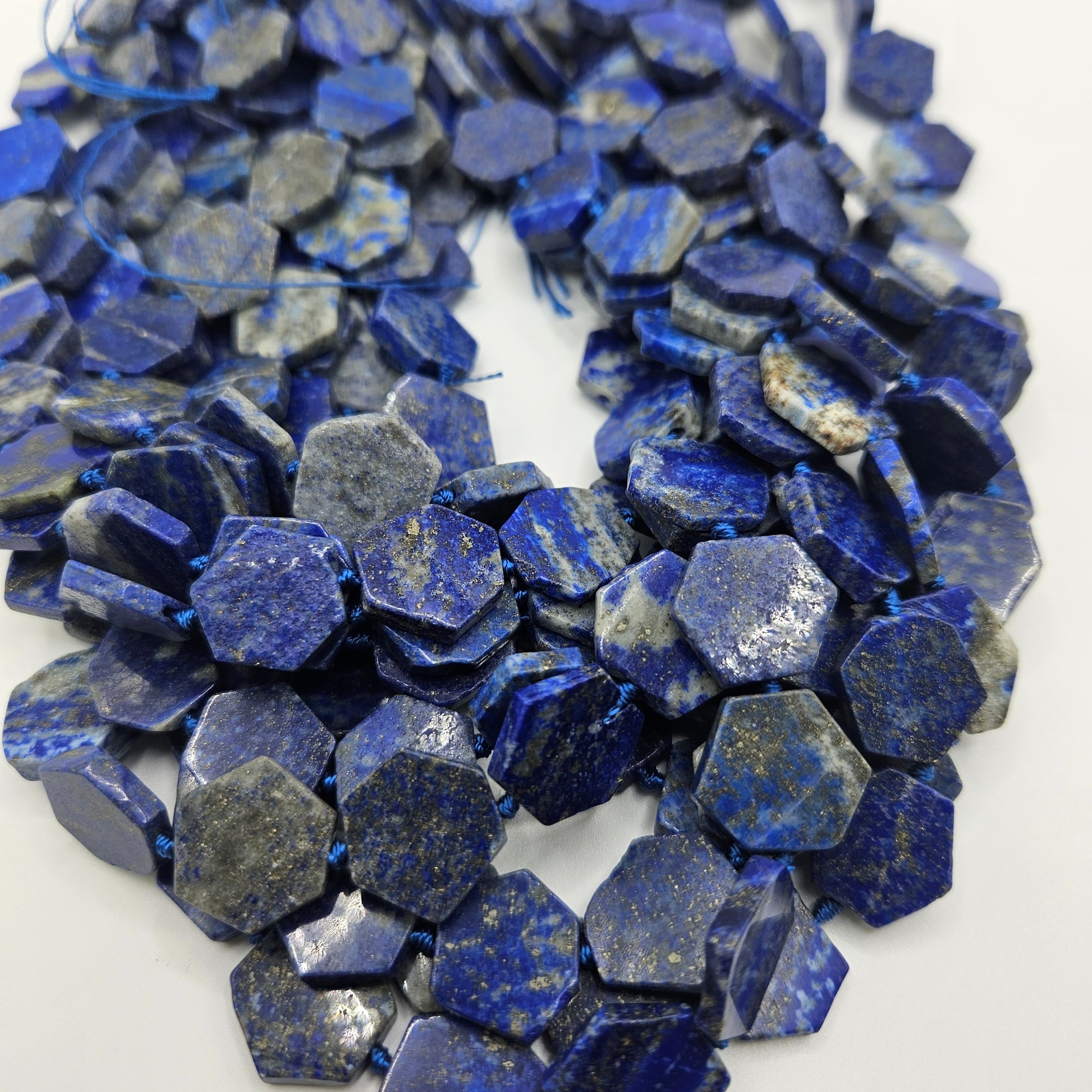 12mm Lapis Lazuli Hexagon Bead Strand.