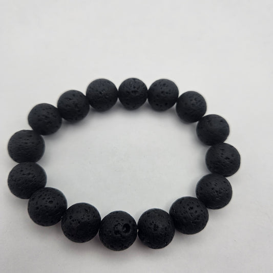 12mm Lava Rock Stretch Bracelet.