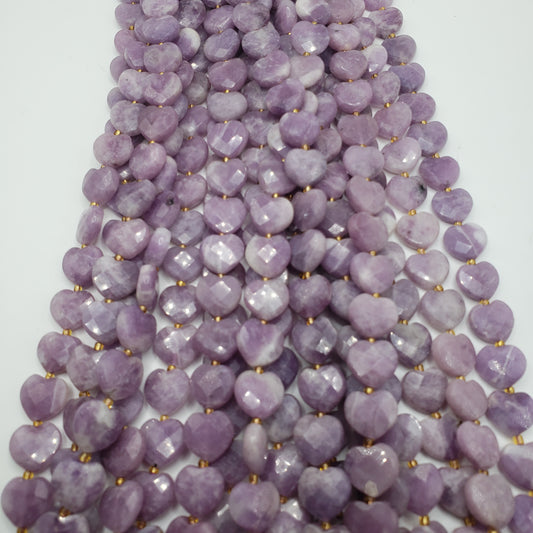 12mm Lepidolite Hearts Faceted.