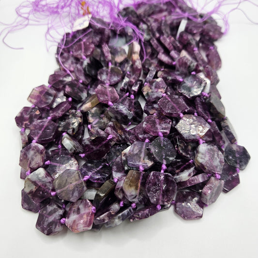 12mm Lepidolite Hexagon Bead Strand.