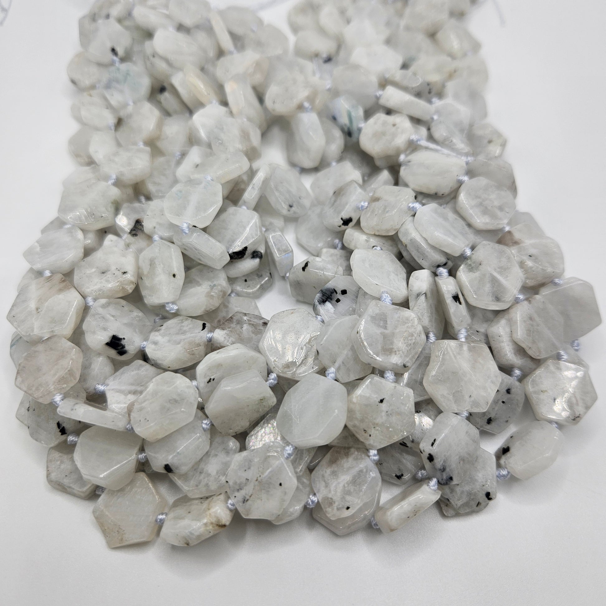 12mm Moonstone Hexagon Bead Strand.