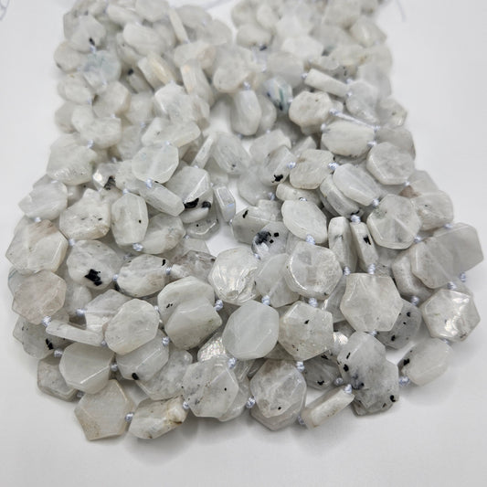 12mm Moonstone Hexagon Bead Strand.