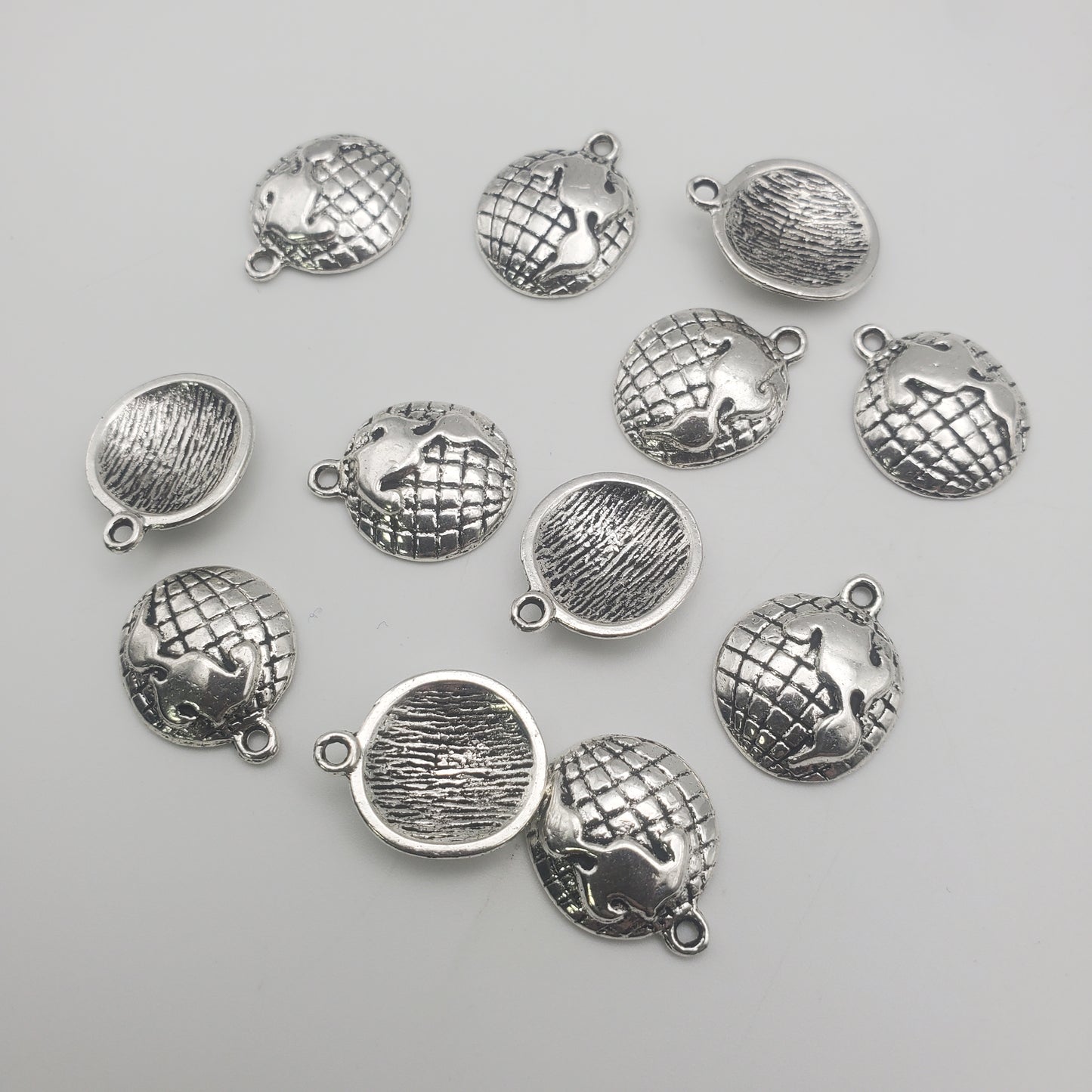 12mm Pewter Earth Charm. 