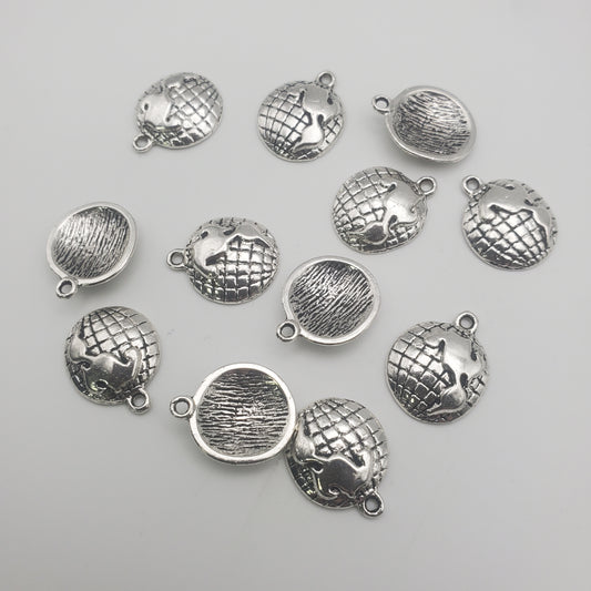 12mm Pewter Earth Charm. 