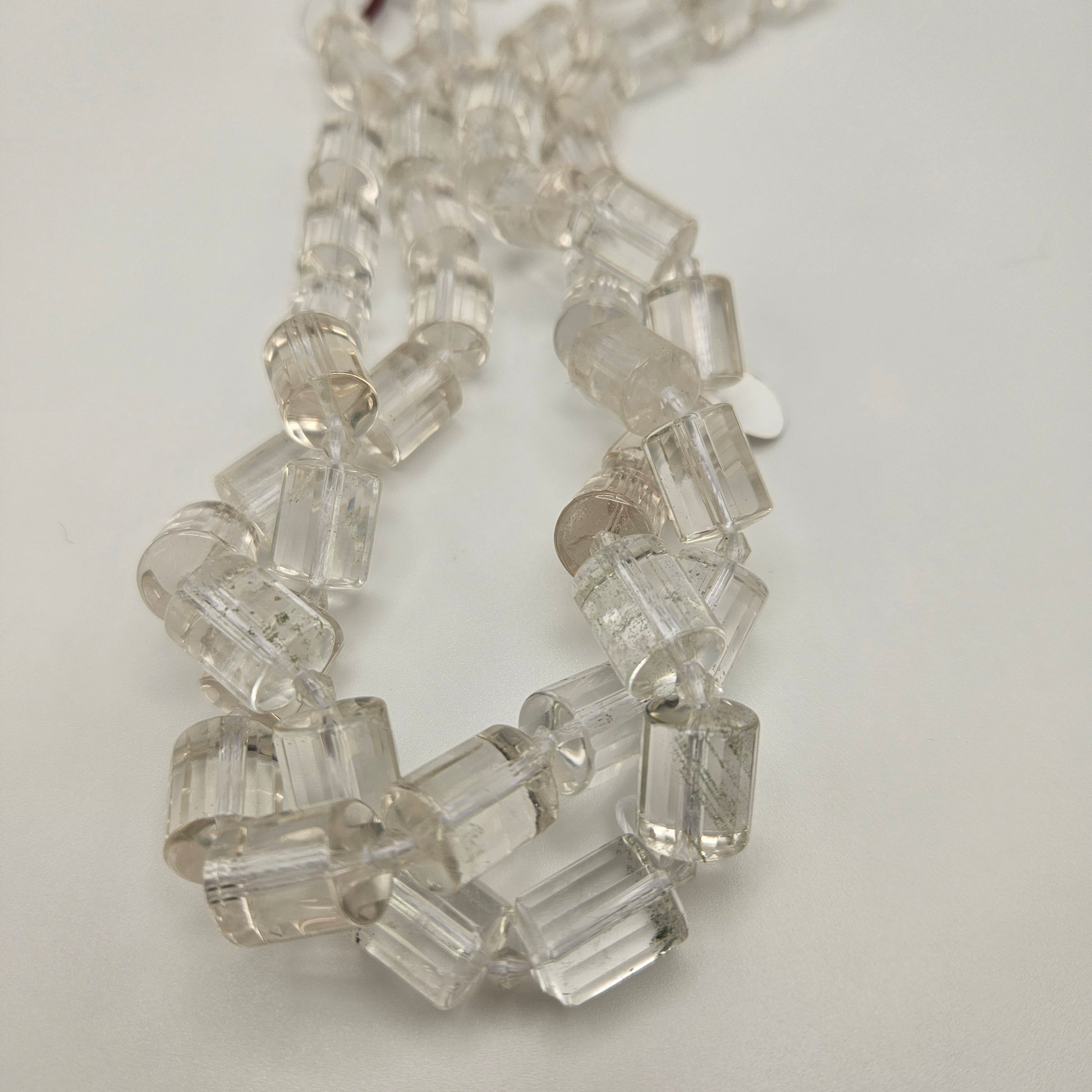 12mm Rock Quartz Tube Bead Strand.