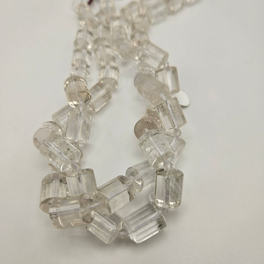 12mm Rock Quartz Tube Bead Strand.