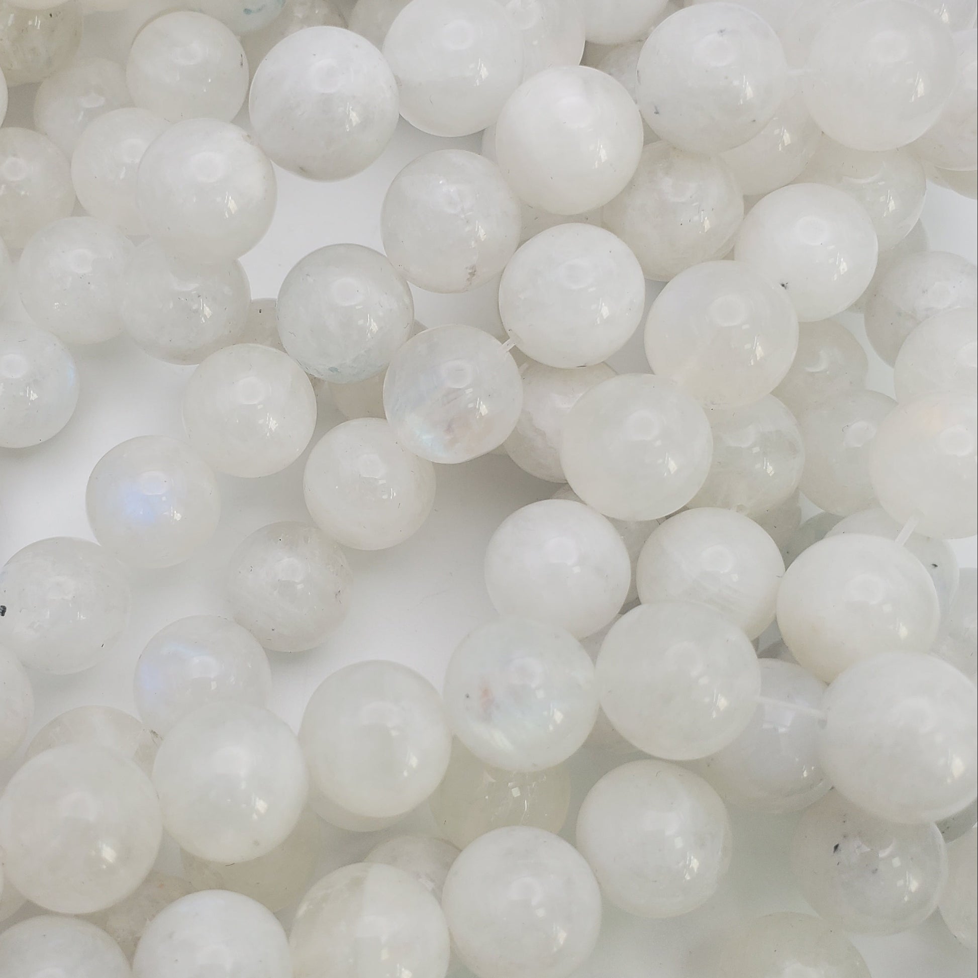 12mm Round, Smooth Moonstone Bead Strand.