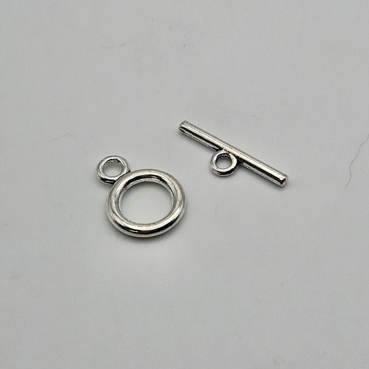 12mm Silver Colored Pewter Simple Toggle.