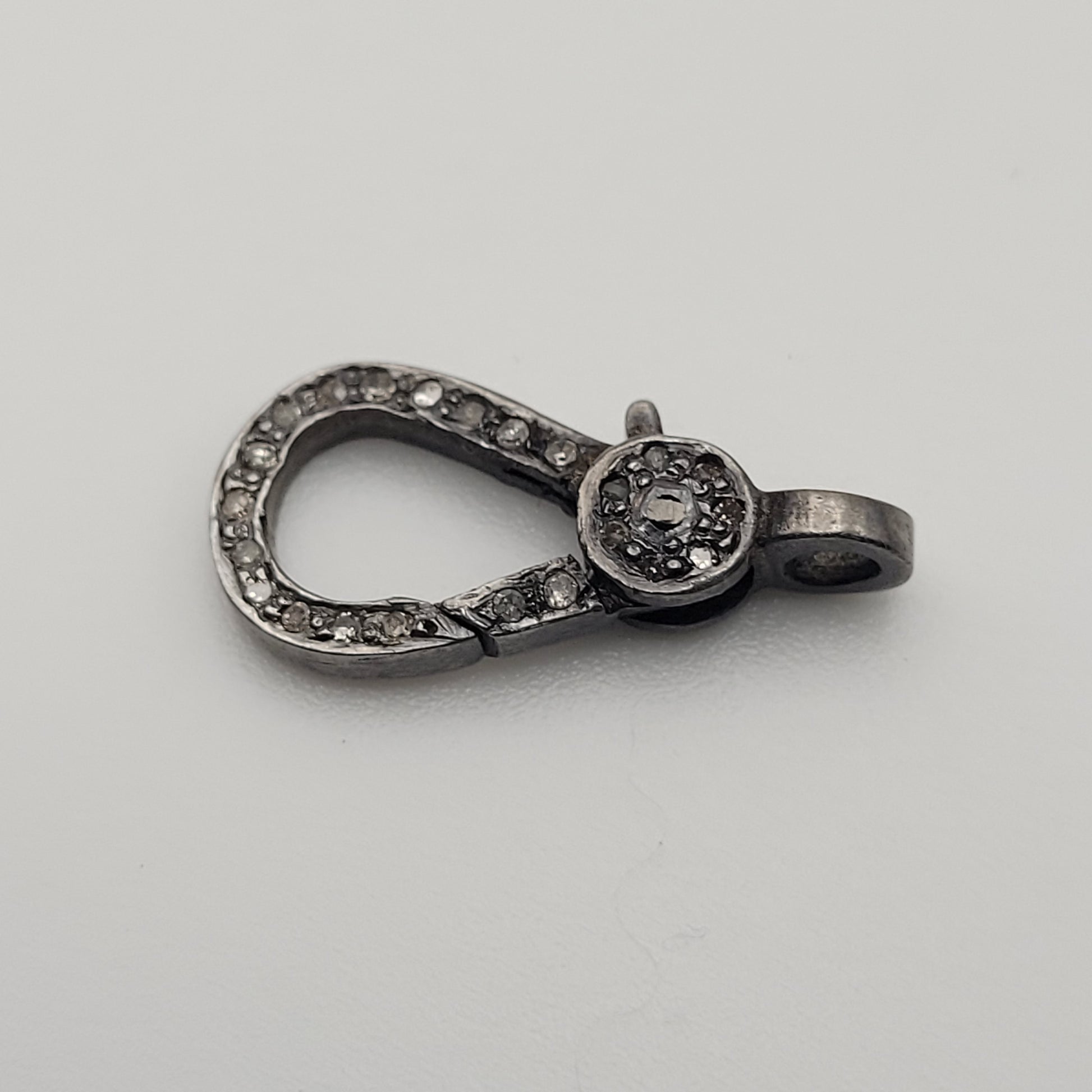 12mm Sterling Silver Diamond Lobster Clasp.