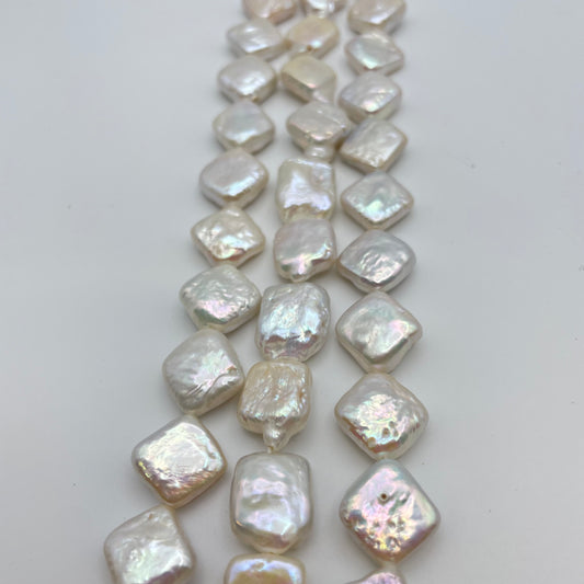 12mm White Square Pearl Strand.
