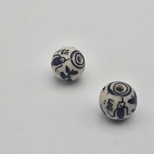 12mm porcelain Painted Bead Single.