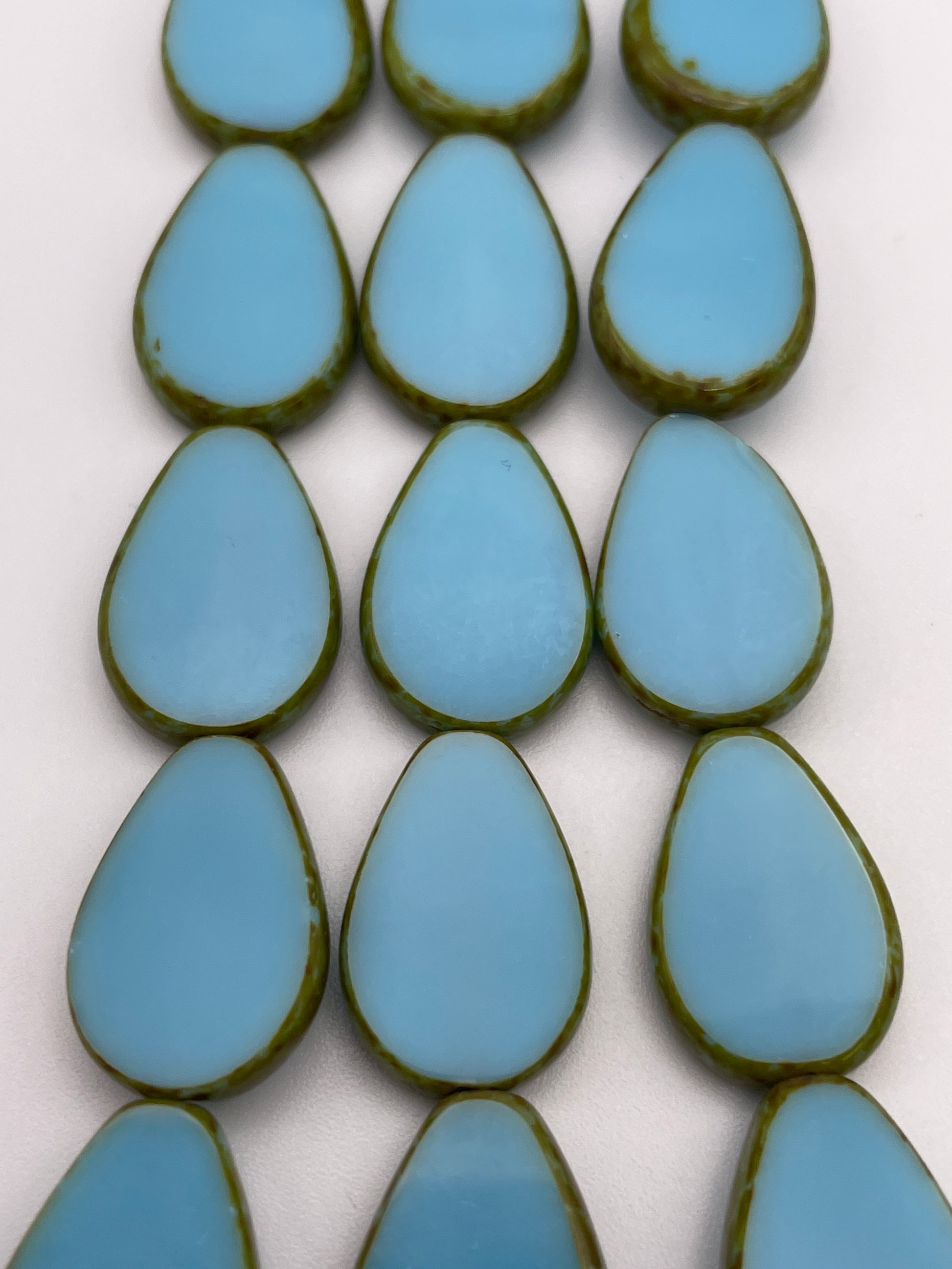 12-by-6mm-Teal-Teardrop-Czech-Bead-Strand.