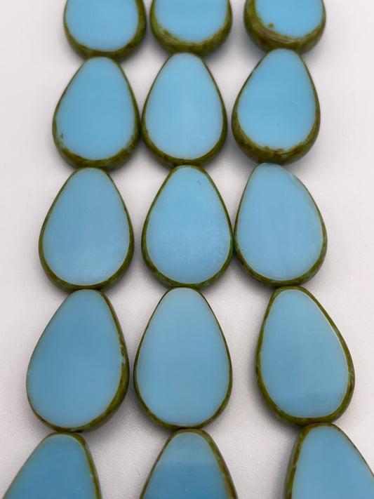 12-by-6mm-Teal-Teardrop-Czech-Bead-Strand.
