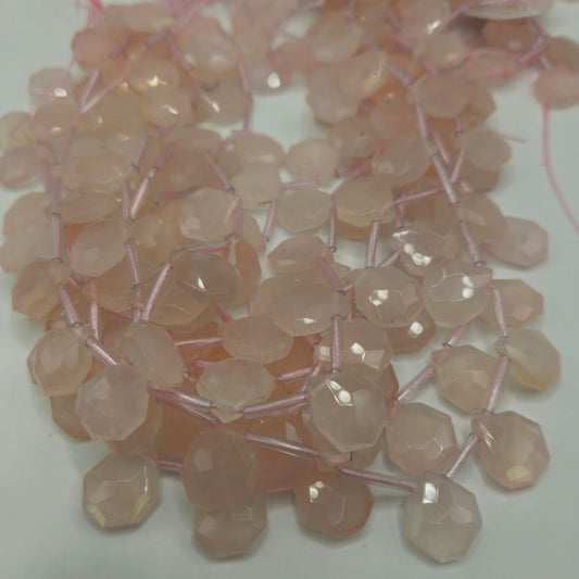 13mm Rose Quartz Top Drill Faceted Bead Strand.