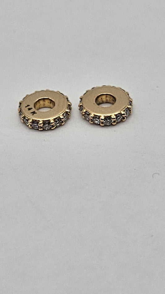 14k Gold 6mm Diamond Spacer Single.