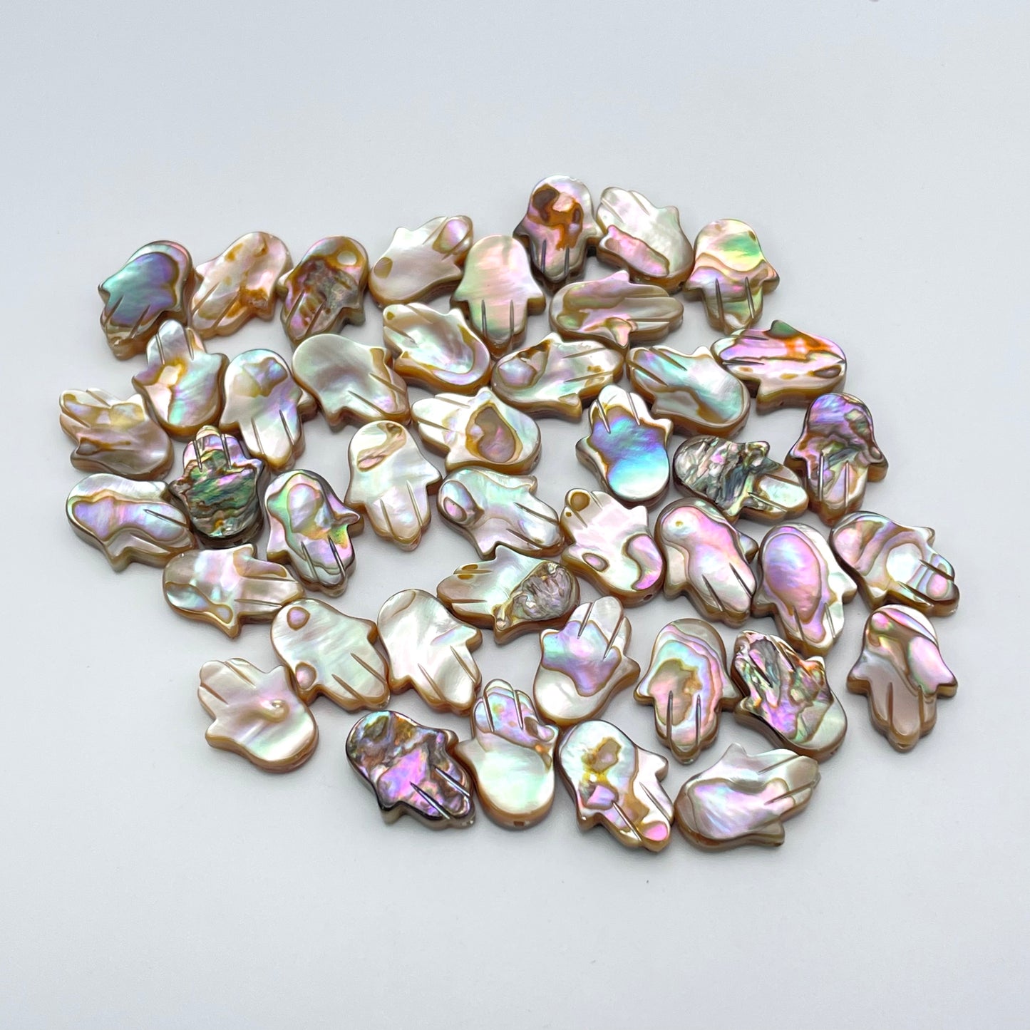 14mm Abalone Hamsa Hands Single Bead.