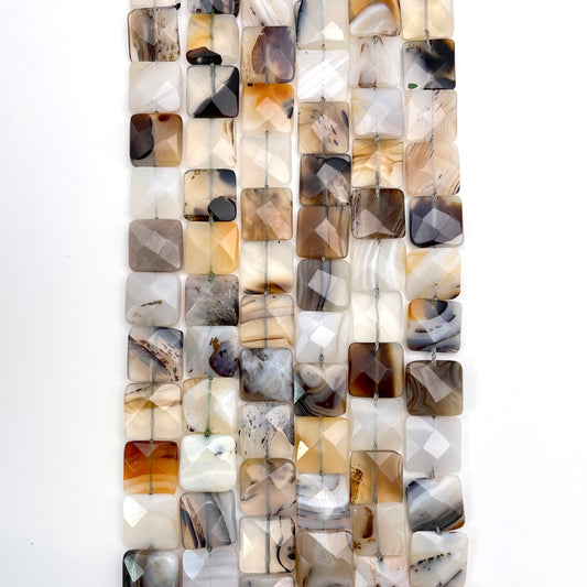 14mm Botswana Agate Square Bead Strand.