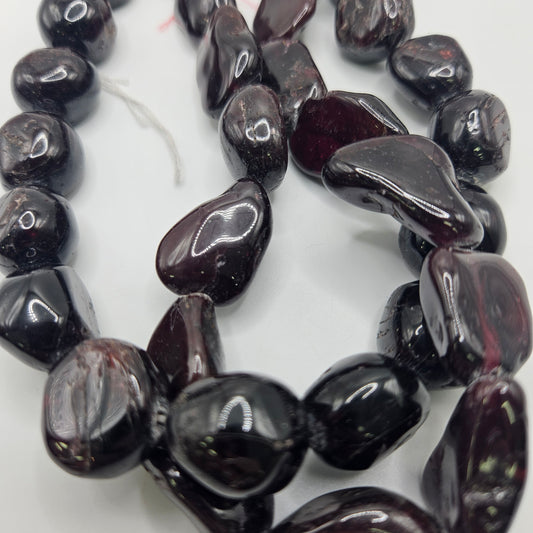 14mm Garnet Chunk Single Bead.