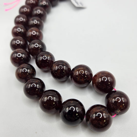 14mm Orange Garnet AAA Bead Strand.