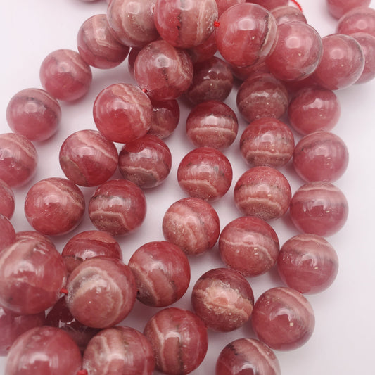 14mm Rhodochrosite Round, Smooth Bead Strand.