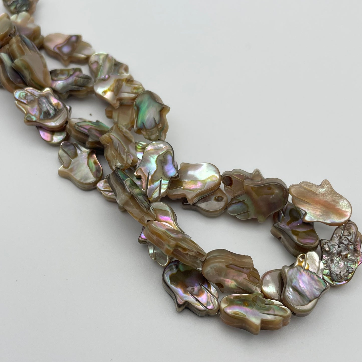 15mm Abalone Shell Hamsa Hand Single Beads.