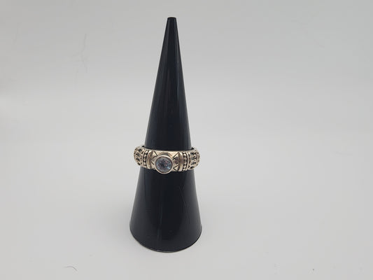 SS Decorative Ring Auquamarine Gemstone Size 5.5