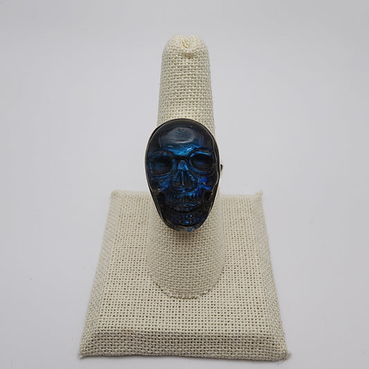 SS Skull Labradorite Ring