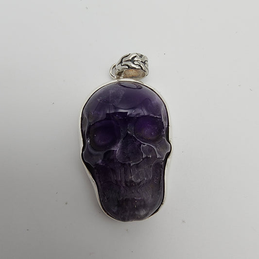 SS Amethyst Skull Pendant