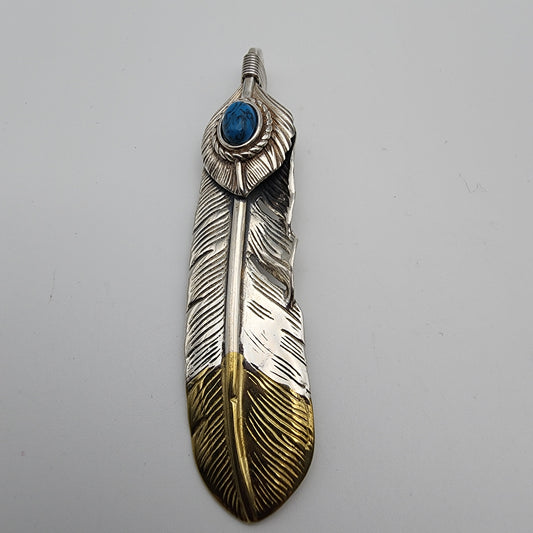 SS Feather With Turquoise Pendant