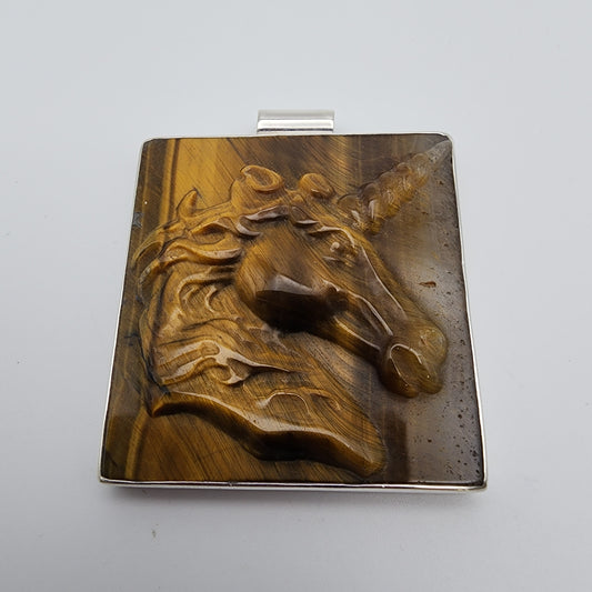 SS Tiger's Eye Crved Pendant