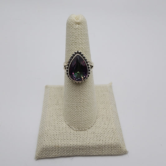 SS Mystic Topaz Teardrop Ring