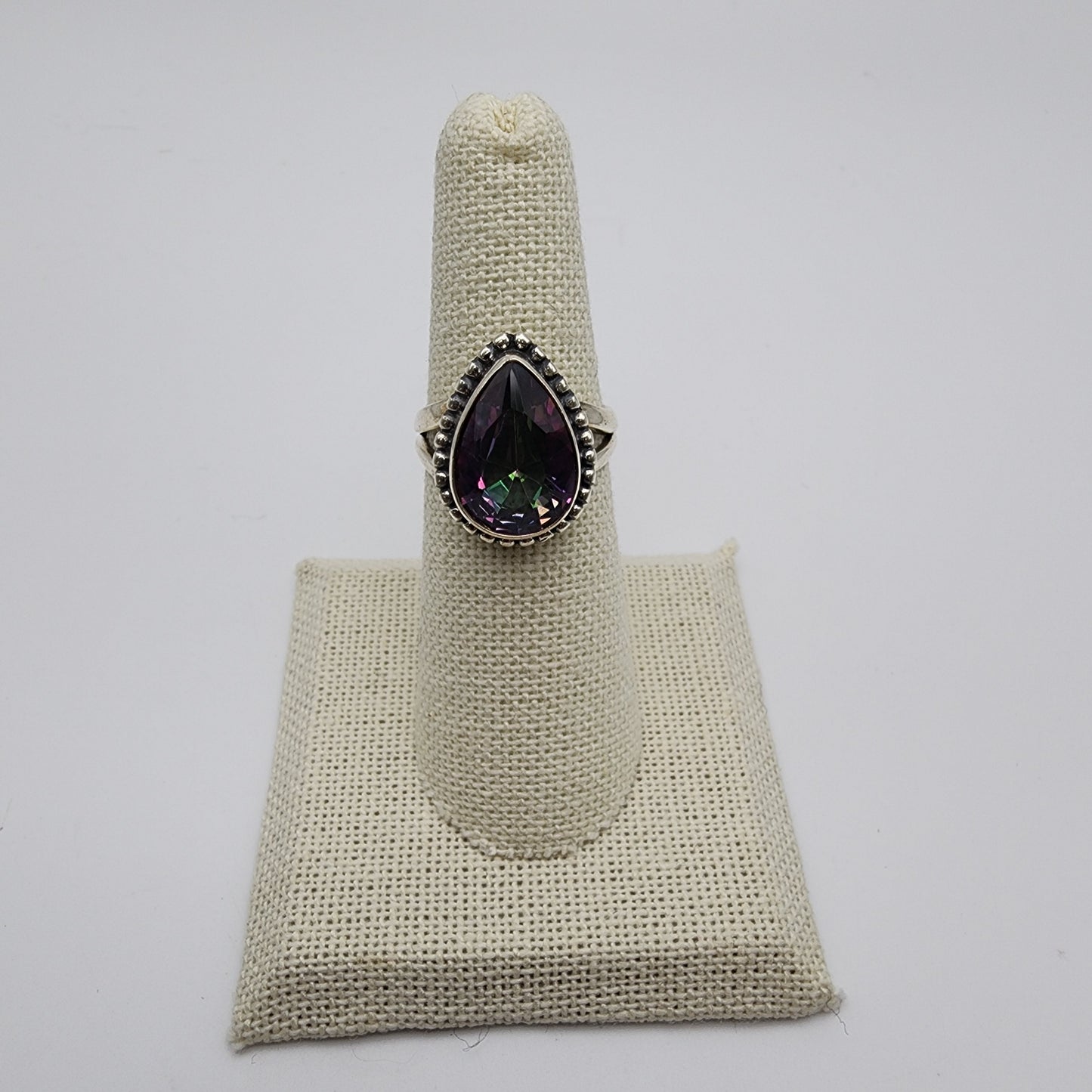 SS Mystic Topaz Teardrop Ring