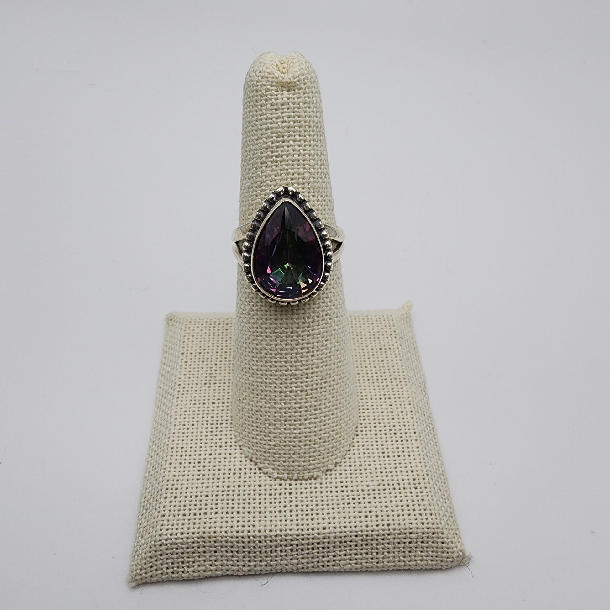 SS Mystic Topaz Teardrop Ring