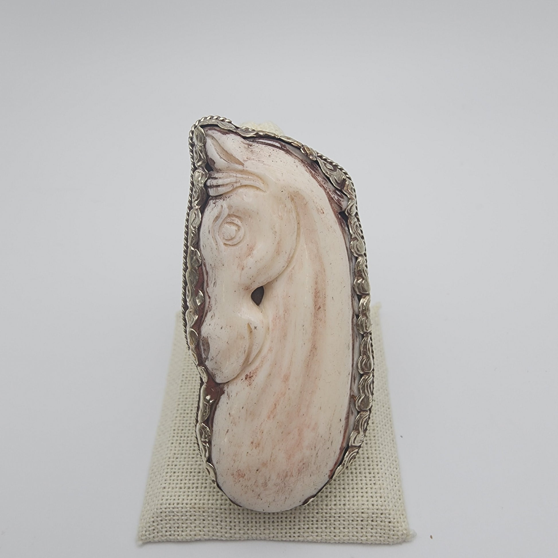 SS Bone Horse Ring Large