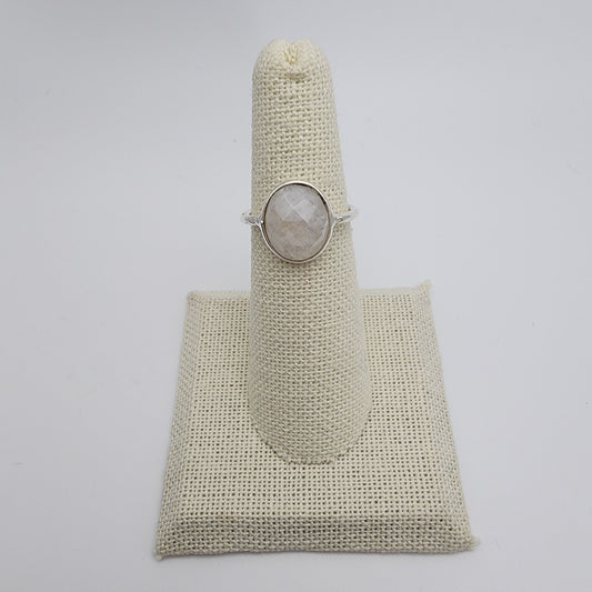SS Faceted Moonstone Ring