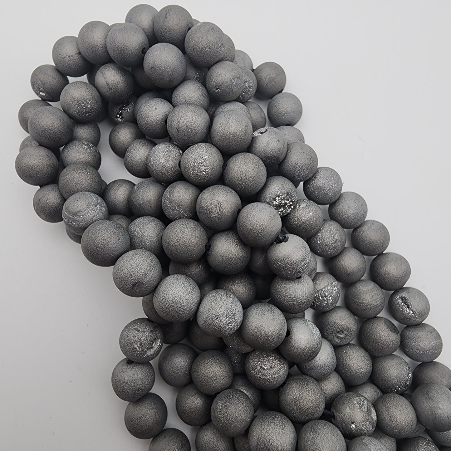 8mm Silver Druzy Agate