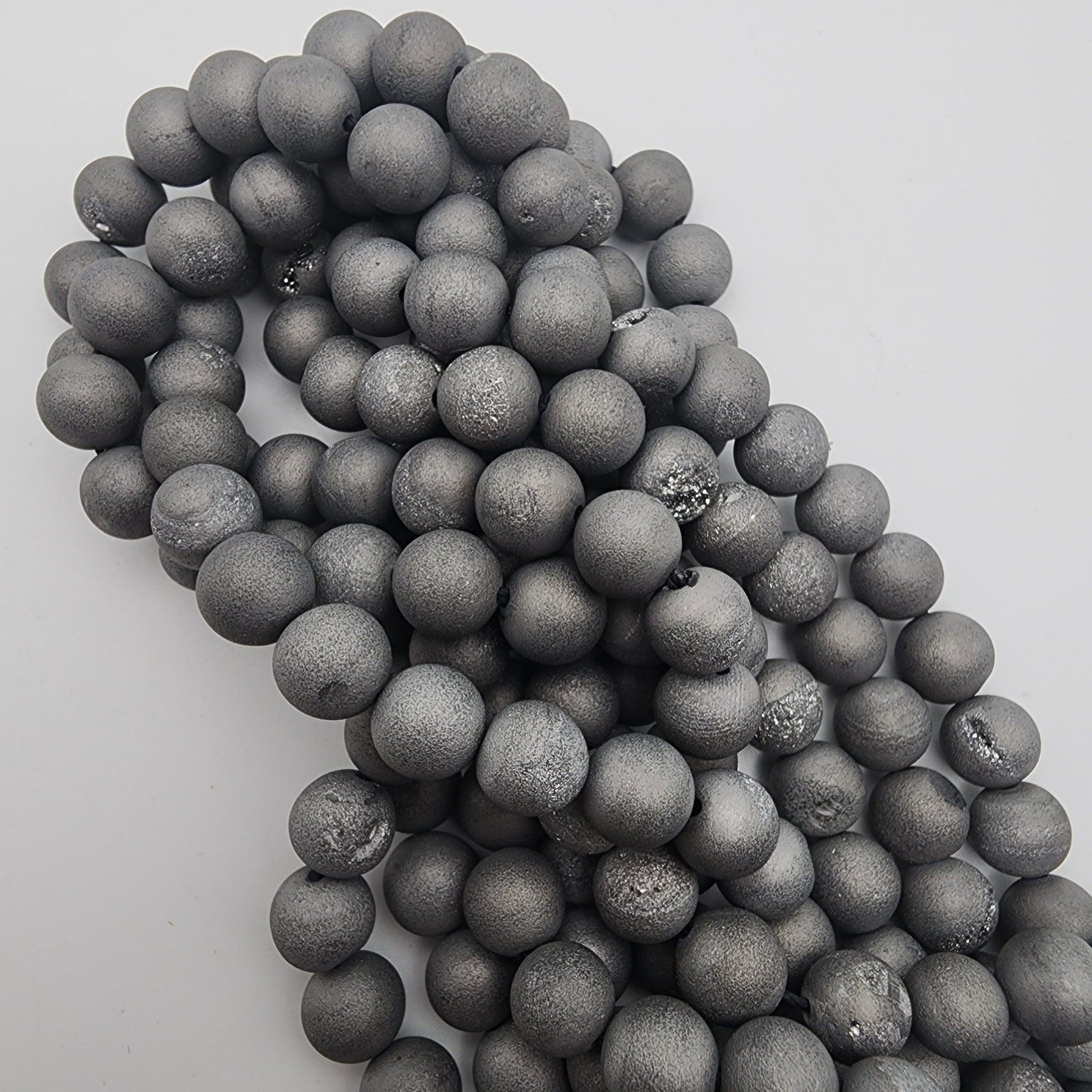 8mm Silver Druzy Agate