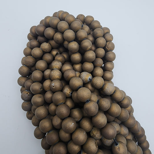 8mm Dark Gold Druzy Agate