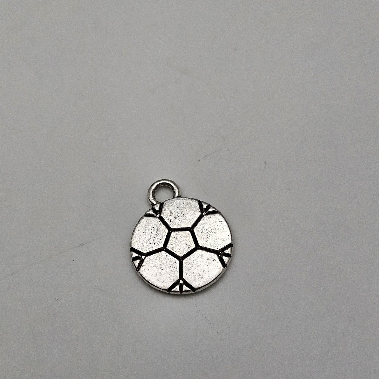 16mm Silver Colored Pewter Soccer Ball Charm.