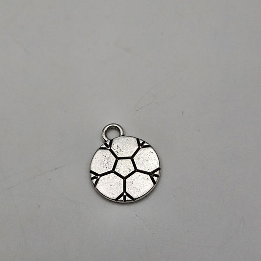 16mm Silver Colored Pewter Soccer Ball Charm.