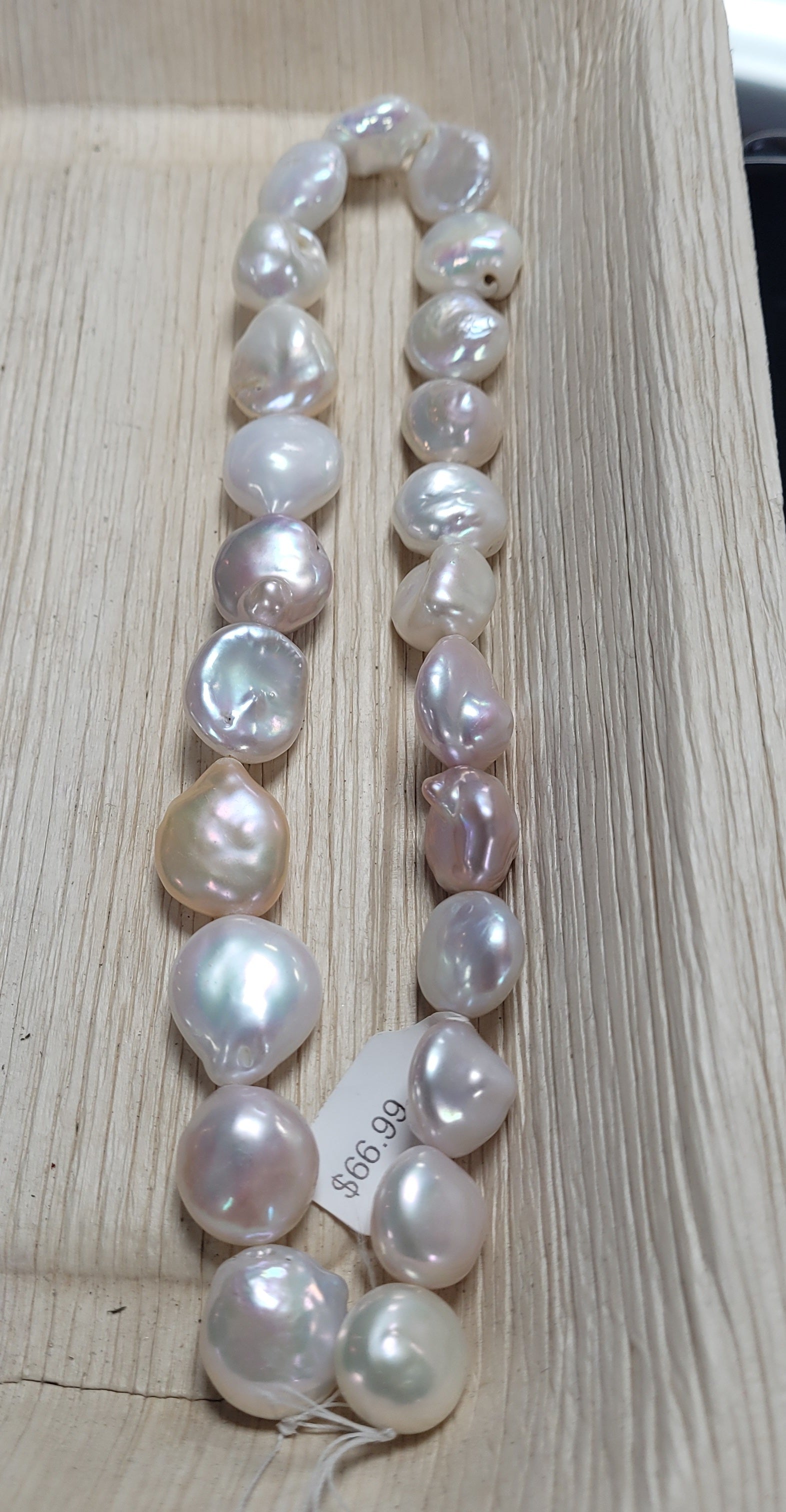 16mm White Oblong Pearl Beads.