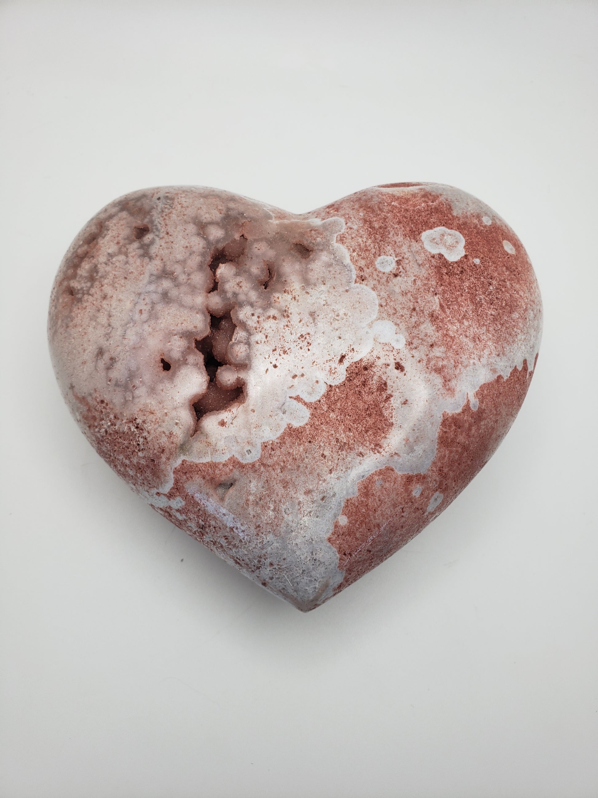 Pink Flower Agate Heart