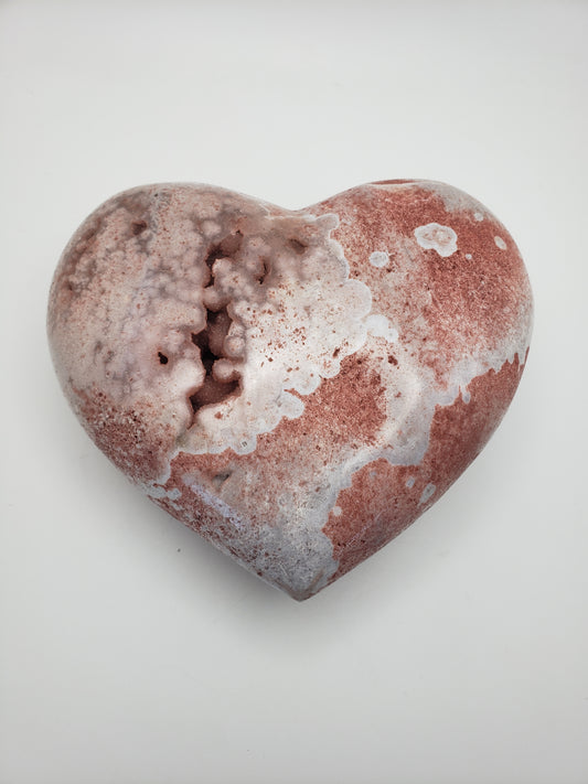 Pink Flower Agate Heart