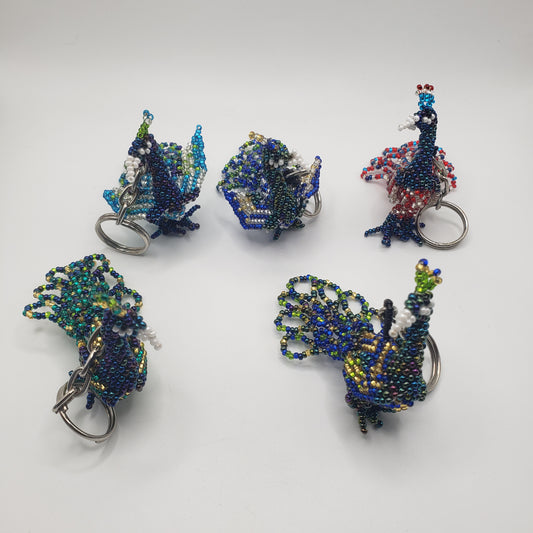 Peacock Keychain Seed Bead