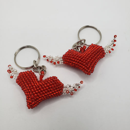 Heart with Wings Keychain Seed Bead